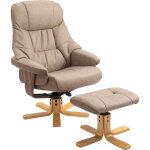 Fauteuil relax style contemporain - dossier inclinable, repose - pied - pi�tement bois peuplier verni ...