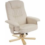 Décoshop26 - fauteuil relax en synthétique crème pied en bois siège pivotant fal04029 Décoshop26 - fauteuil relax en synthétique crème pied en bois siège pivotant fal04029