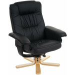 Décoshop26 - fauteuil relax en synthétique noir pied en bois siège pivotant fal04028 Décoshop26 - fauteuil relax en synthétique noir pied en bois siège pivotant fal04028