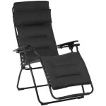Fauteuil relax transat jardin - chaise longue matelass� z�ro gravit� - futura - aircomfort� - noir acier ...