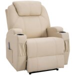 Mh - fauteuil de relaxation �l�ctrique massant inclinable charlotte cr�me