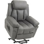 Mh - fauteuil de relaxation releveur boston avec repose - pieds tissu gris