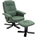 Idimex - fauteuil de relaxation avec repos - pieds charly, en tissu vert et pieds noirs