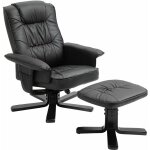 Idimex - fauteuil de relaxation avec repose - pieds charly, en synth�tique noir et pieds laqu� noir