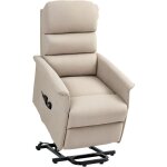 Fauteuil releveur inclinable massant chauffant - 2 t�l�commandes, roulettes, pochette - tissu beige chin� ...