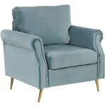 Fauteuil rembourré en velours vert menthe avec pieds en acier doré ajout parfait à chaque chambre ou ... Fauteuil rembourré en velours vert menthe avec pieds en acier doré ajout parfait à chaque chambre ou ...