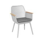Proloisirs - fauteuil repas de jardin maestro alu acc teck + galette sunbrella - blanc / 119