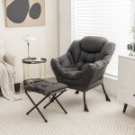 Fauteuil avec repose - pied assorti, fauteuil relaxant rembourr� confortable avec poche lat�rale, appui ...