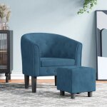 Fauteuil avec repose - pied bleu fonc� velours vidaxl