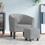 Fauteuil avec repose - pied gris clair velours vidaxl