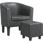 Fauteuil avec repose - pied gris similicuir vidaxl Fauteuil avec repose - pied gris similicuir vidaxl