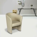 Dmora - fauteuil avec rev�tement en �co - cuir, couleur beige, dimensions 65 x 78 x 60 cm, avec emballage ...