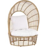 Beliani - fauteuil en rotin effet ajour� pour int�rieur ou jardin de couleur beige et blanche de style ...