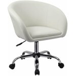 D�coshop26 - fauteuil � roulette tabouret chaise de bureau blanc bur09021