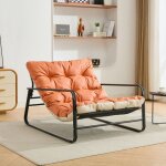 Fauteuil salon chaise longue de jardin avec coussin r�versible chaise rembourr�e en acier chaise longue ...