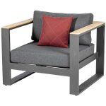 Hesperide - fauteuil de salon de jardin emperia en aluminium trait poxy et acacia - hespride