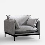 Fauteuil de salon moderne rembourre coussins en tissu gris mainz
