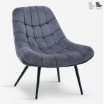 Fauteuil de salon en velours style moderne assise large rembourr�e ohio - gris fonc�