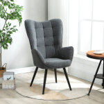 Meubles cosy - fauteuil scandinave capitonn dossier confortable avec accoudoirs rembours en tissu gris ...