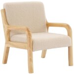 Sweeek - fauteuil scandinave enfant en bois et tissu bouclette beige