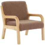 Sweeek - fauteuil scandinave enfant en bois et tissu bouclette marron