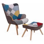 Paris prix - fauteuil scandinave & pouf patchwork 'orle' 98cm multicolore