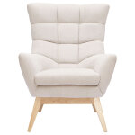 Fauteuil scandinave en tissu effet velours textur naturel et bois clair brody