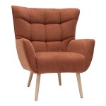 Miliboo - fauteuil scandinave en tissu effet velours texturé terre brûlée et bois clair avery Miliboo - fauteuil scandinave en tissu effet velours texturé terre brûlée et bois clair avery