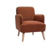 Miliboo - fauteuil scandinave en tissu effet velours textur� terre br�l�e et bois clair isko