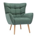 Miliboo - fauteuil scandinave tissu effet velours texturé vert foncé et bois clair avery Miliboo - fauteuil scandinave tissu effet velours texturé vert foncé et bois clair avery