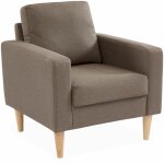 Fauteuil scandinave en tissu marron - bjorn - canapé 1 place fixe droit pieds bois Fauteuil scandinave en tissu marron - bjorn - canapé 1 place fixe droit pieds bois