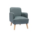 Miliboo - fauteuil scandinave en tissu vert de gris et bois clair isko