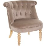Atmosphera - fauteuil velours crapaud taupe