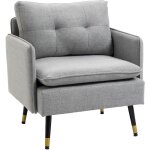 Homcom - fauteuil style art - dco dossier effet capitonn pitement inclin effil mtal noir extrmits ...