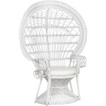 Beliani - fauteuil style bohme avec coussin assorti en rotin blanc emmanuelle