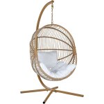 Beliani - fauteuil suspendu en polyrotin beige avec support en mtal intrieur extrieur acri