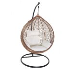 Miliboo ? fauteuil suspendu en rotin synth�tique et m�tal noir ? pied solide pour usage int�rieur et ...