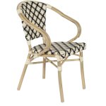 Oviala ? fauteuil de jardin empilable en aluminium et rotin tress� ? r�sistant aux intemp�ries ? accoudoirs ...