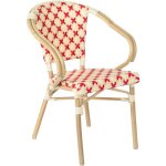 Oviala - fauteuil de terrasse bistrot parisien en aluminium et rotin rouge