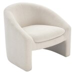 Vente - unique - fauteuil en tissu bouclette blanc ossana