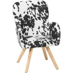 Beliani - fauteuil en tissu motif peau de vache noir et blanc pour chambre ou salon bjarn Beliani - fauteuil en tissu motif peau de vache noir et blanc pour chambre ou salon bjarn