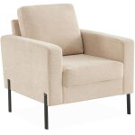 Sweeek - fauteuil en velours ctel beige - bjorn - canap 1 place fixe droit pieds mtal