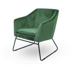 Fauteuil en velours et mtal noir zadig - velours vert, mtal, mousse polythylne, style contemporain, ...