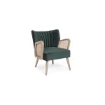 Webmarketpoint - fauteuil crapaud 64x71x79 cm en tissu vert fonc et rotin - virna