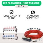 Fcs - kit plancher chauffant hydraulique 110 m� collecteur inox - tube per nu