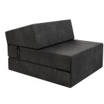 Fdm - chauffeuse convertible moderne noir 14 cm x 71 cm x 204 cm - fabrication europ�enne