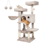 Feandrea �rbol de gatos, torre de gatos grande, marr�n y blanco ombr�