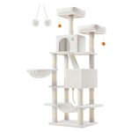 Feandrea - arbre � chat, hauteur 168 cm, avec 13 griffoirs, 2 plate - forme, 2 niches, panier, hamac, ...