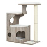 Feandrea - arbre � chat, hauteur 86cm, 3 plate - formes et 1 grotte, panneau mdf avec placage de bois, ...
