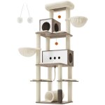 Feandrea arbre à chat, tour de jeux moderne de 197 cm, multi - niveaux, avec 2 niches, 2 paniers, 4 griffoirs, ... Feandrea arbre à chat, tour de jeux moderne de 197 cm, multi - niveaux, avec 2 niches, 2 paniers, 4 griffoirs, ...
